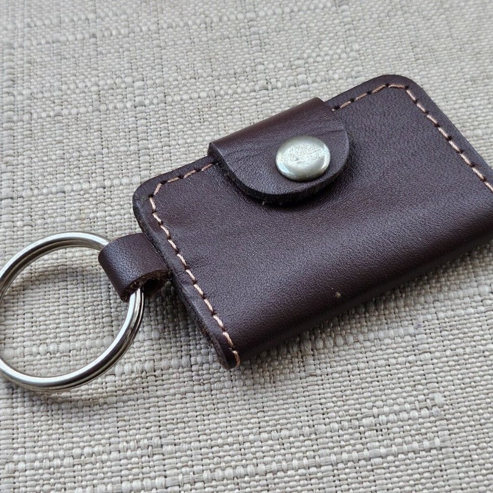 Keychain Brown Genuine Leather Keys Holder handmade Keys Ring Key Fob